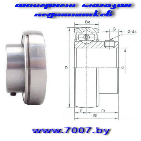 Подшипник SB206 (US206,YAT206,UE206) размер 30x62x29/16 - фото2
