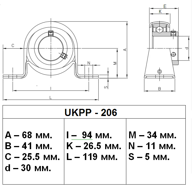 Корпусной подшипник UKPP206 - фото2