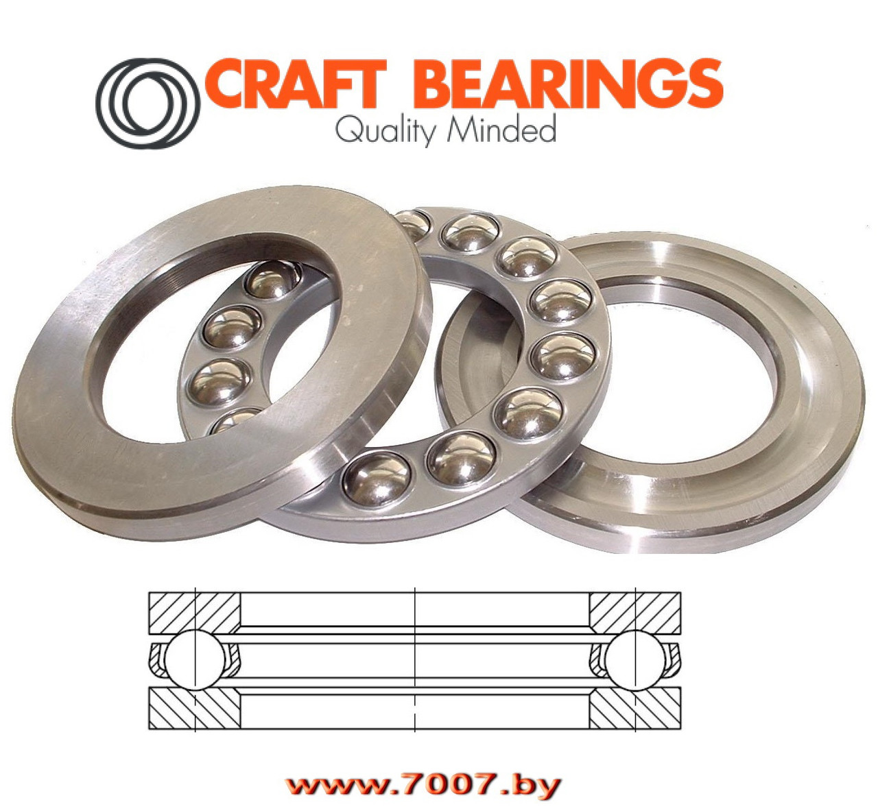 Подшипник 8101 (51101), размер 12х26х9 - фото